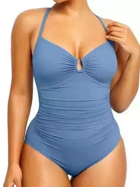Maillot de bain une pièce pour femme grande taille, amincissant, froncé, effet ventre plat, modeste et conservateur, pour spa
