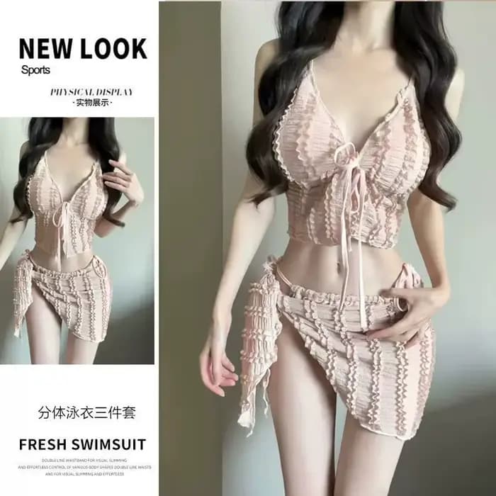 Maillot de bain trois pièces sexy et innocent de style japonais pour femme, maillot de bain séparé sexy pour petite poitrine avec effet push-up