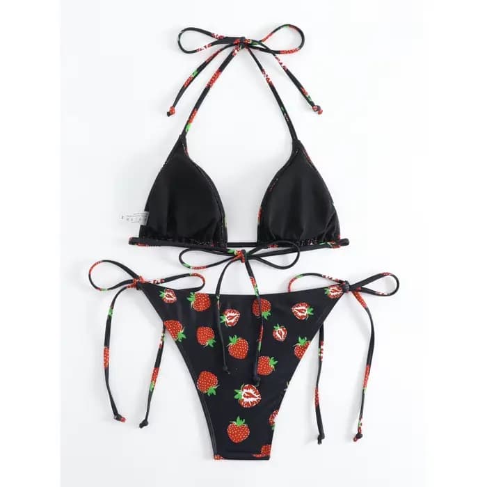 2025 Maillot de bain bikini imprimé fraises sexy