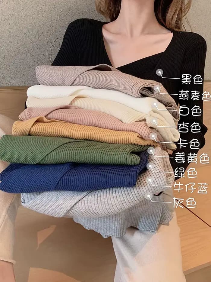 AOSSVIAO Pull sexy à col en V pour femme, pull en jersey tendance pour femme, collection hiver 2026, pull-over automne pour femme, Truien Dames