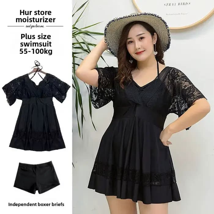 Maillot de bain une pièce grande taille pour femme, design amincissant et couvrant le ventre, idéal pour les bains thermiques, convient aux femmes jusqu'à 200 livres