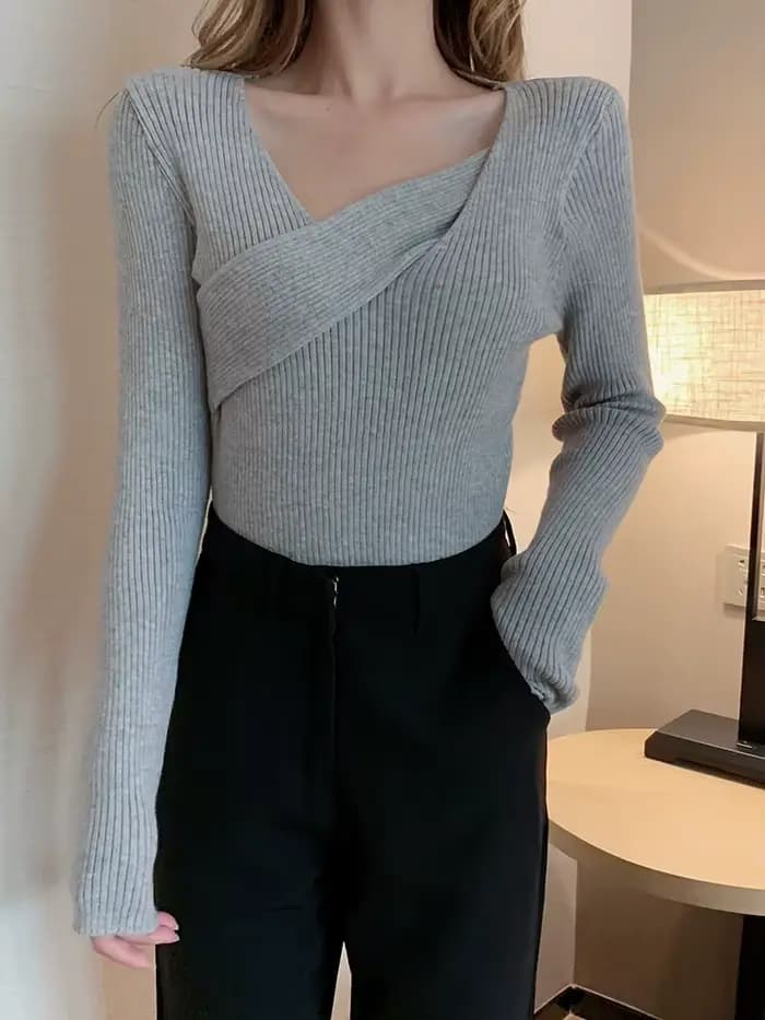 AOSSVIAO Pull sexy à col en V pour femme, pull en jersey tendance pour femme, collection hiver 2026, pull-over automne pour femme, Truien Dames