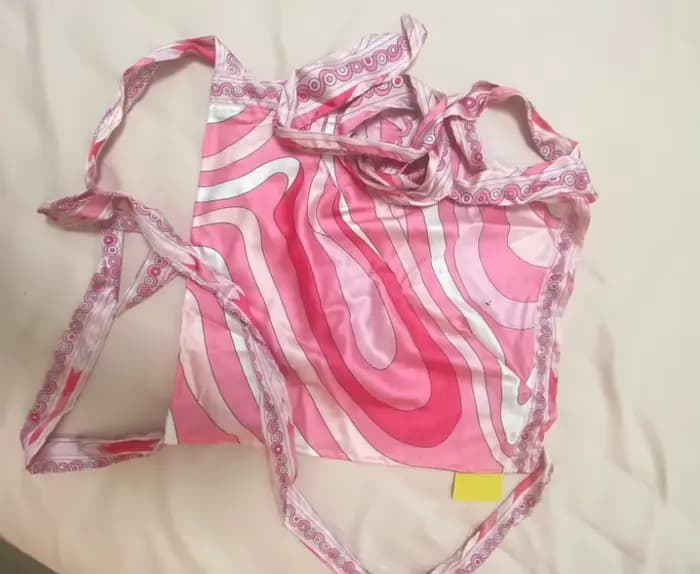 Maillot de bain en soie rose sans bretelles pour femme