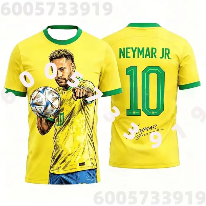 Maillot de football Neymar Jr. Brésil 2026 – Tenue de match et d'entraînement – T-shirt sport d'été pour homme – Vêtements pour enfants Y2K – T-shirts pour toute la famille