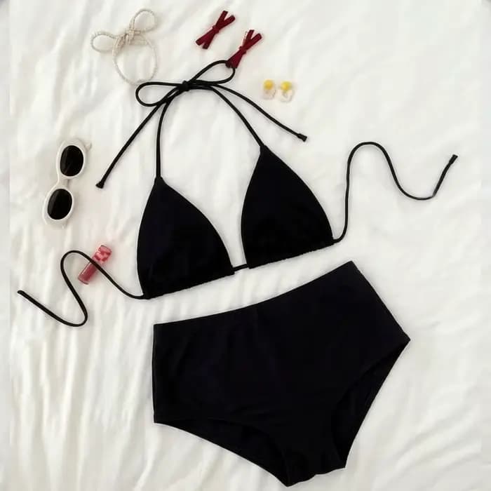 Ensemble bikini triangle Y2K style Harajuku imprimé lys