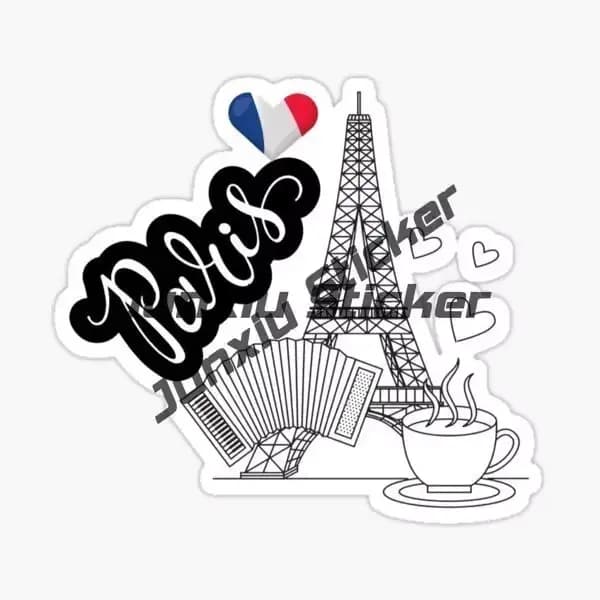 Décalcomanies VIVE LA FRANCE Paris! Autocollant Tour Eiffel avec France Feel Coussins, Crêpes au rhum, Blason