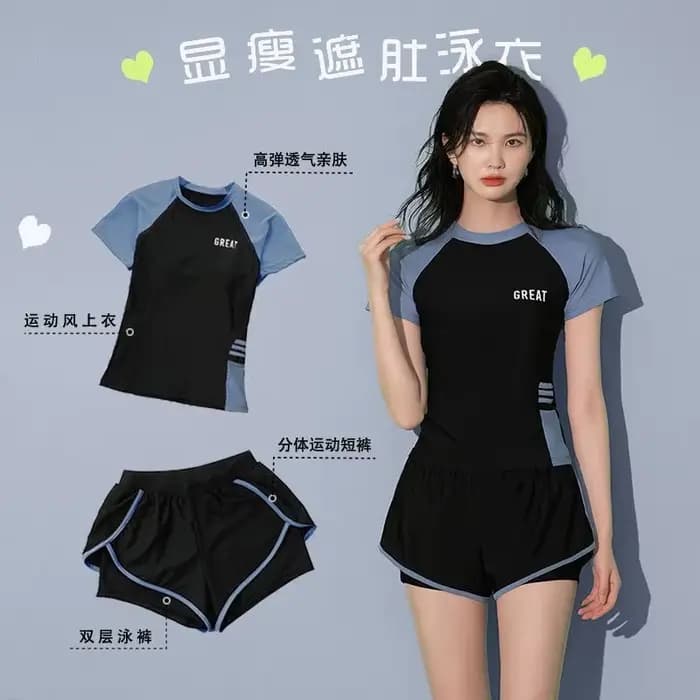 Maillot de bain femme été fendu sport décontracté grande taille maillot de bain conservateur minceur piscine équipement de natation