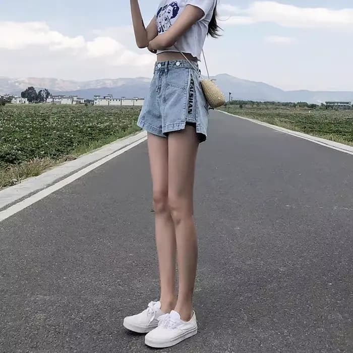 Mini Short en Denim pour Femme, Pantalon Court Large, Imprimé Punk, Bas Prix, artificiel astique, Mode de Luxe Y2k Harajuku XL