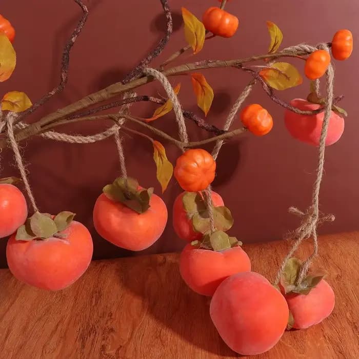 8 fruits Simulation kaki fruits Orange réaliste artificiel kaki plastique 80cm kaki pendentif décoration de plafond