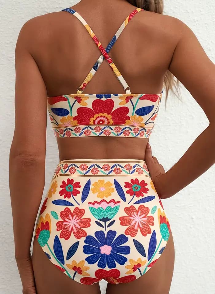 Ensemble de bikini Cikini V-Wire à imprimé floral pour les vacances à la plage