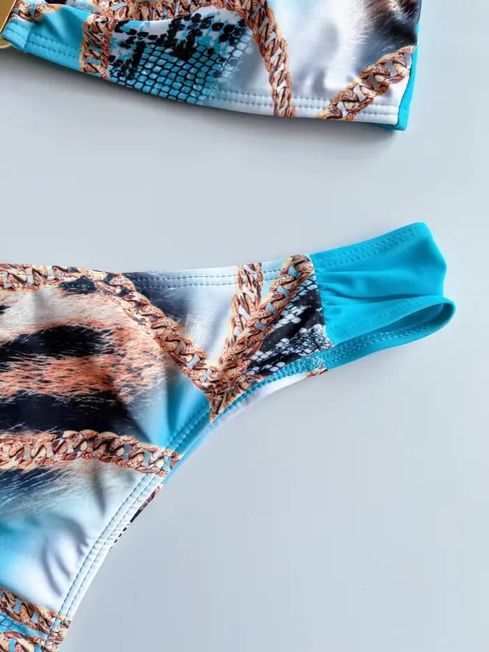 Maillot de bain femme imprimé sexy, ensemble bikini patchwork, tenue de plage d'été, maillot de bain sans bretelles, deux pièces, collection 2026