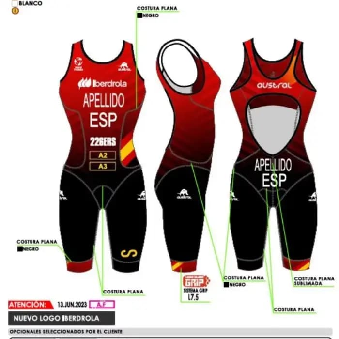 Combinaison de Triathlon deux pièces de l'équipe nationale espagnole
