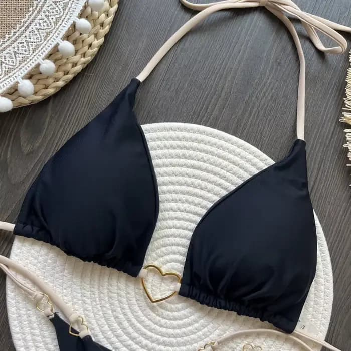 2025 couleur unie blanc Bikini femmes costume taille basse à lacets maillot de bain deux pièces ensemble maillots