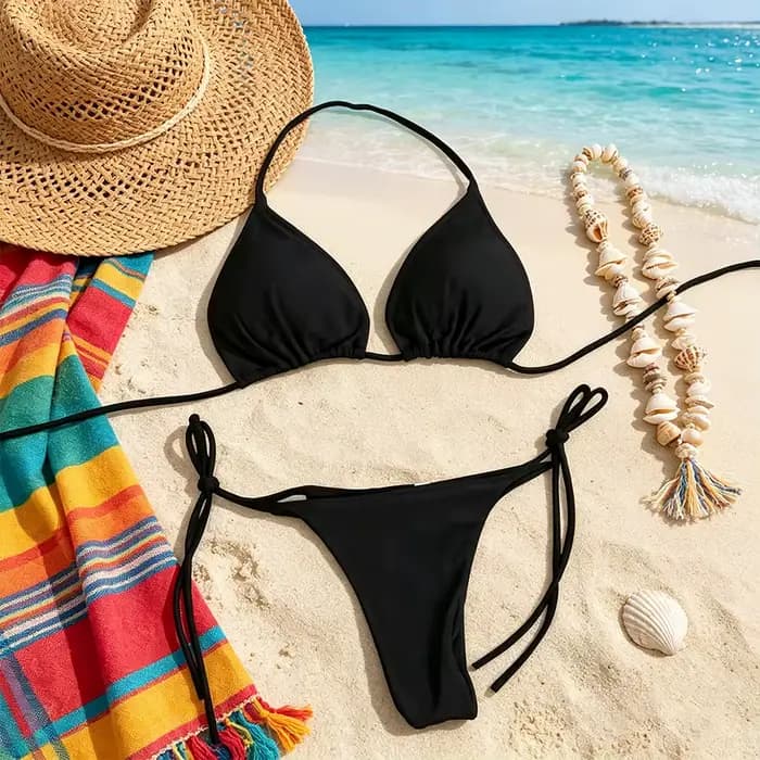 Ensemble bikini triangle à nouer 2 pièces pour femme