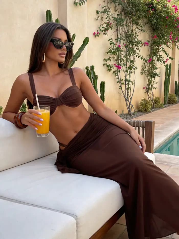 Maillot de bain 3 pièces froncé