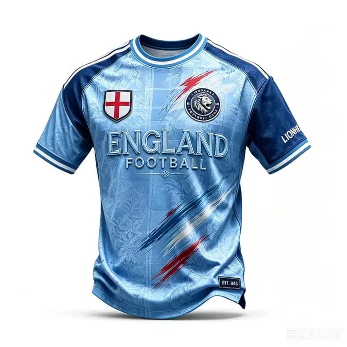 Maillot de football vintage unisexe Angleterre Lion, jacquard 3D respirant, streetwear, t-shirt à manches courtes pour hommes et femmes