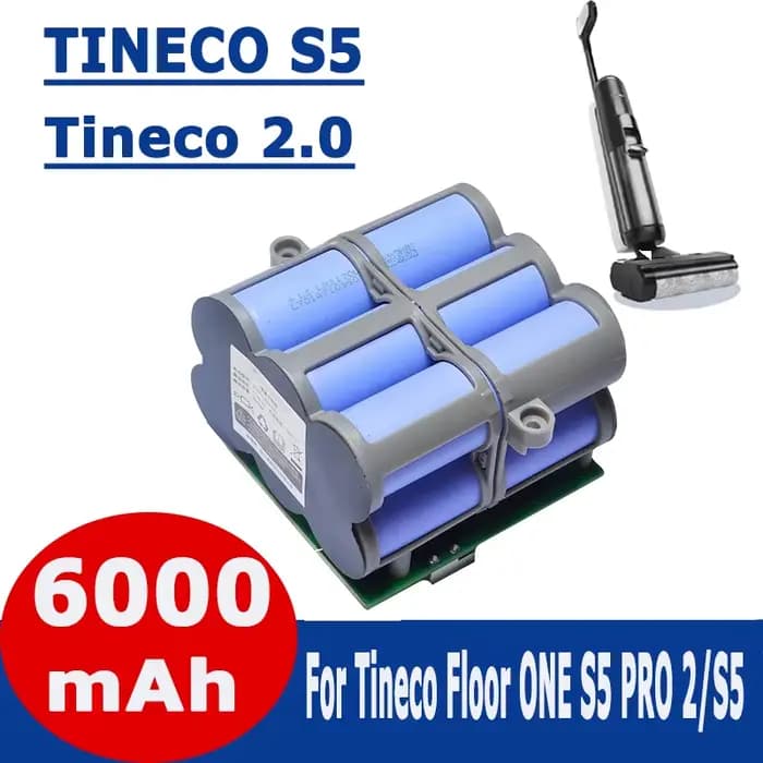 Batterie Li-ion rechargeable 21,6 V 6000 mAh nouvellement améliorée pour le nettoyeur vapeur Tineco FLOOR ONE 2.0 S5 PRO 2 S5 Smart S5