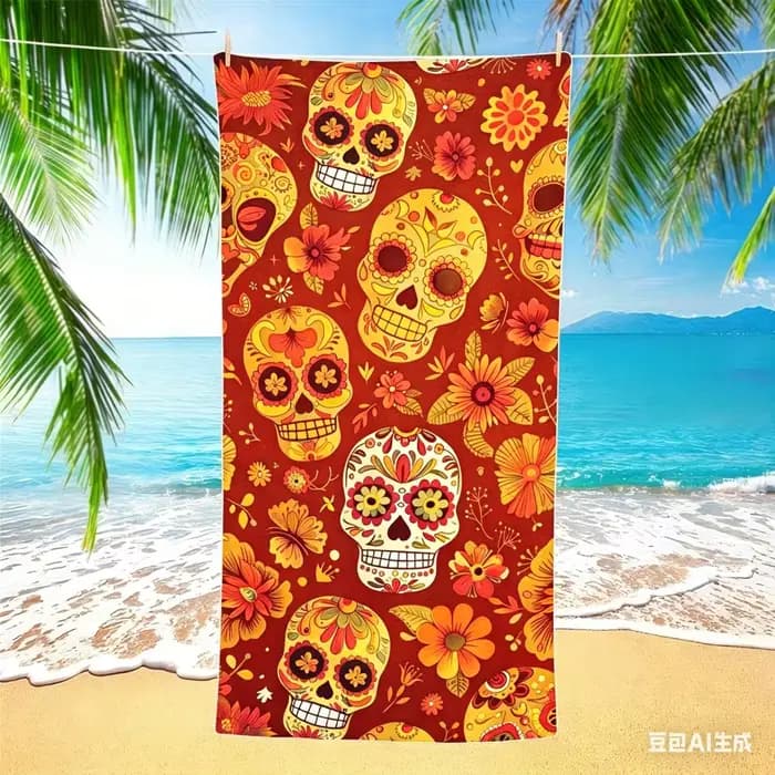Serviette de plage en microfibre Sugar Skull