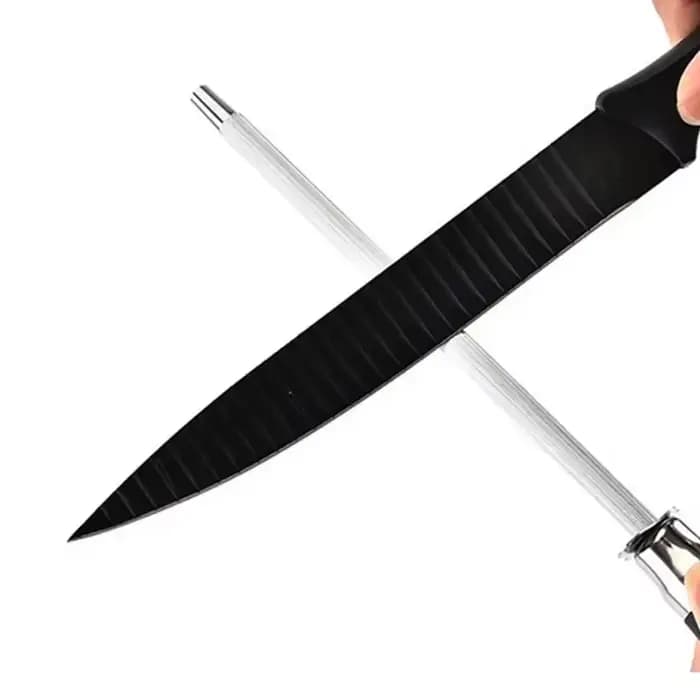 Tige d'affûtage de couteaux professionnelle en acier au carbone, broyeur de couteaux Durable avec poignée en ABS, lame d'affûtage, outil de cuisine