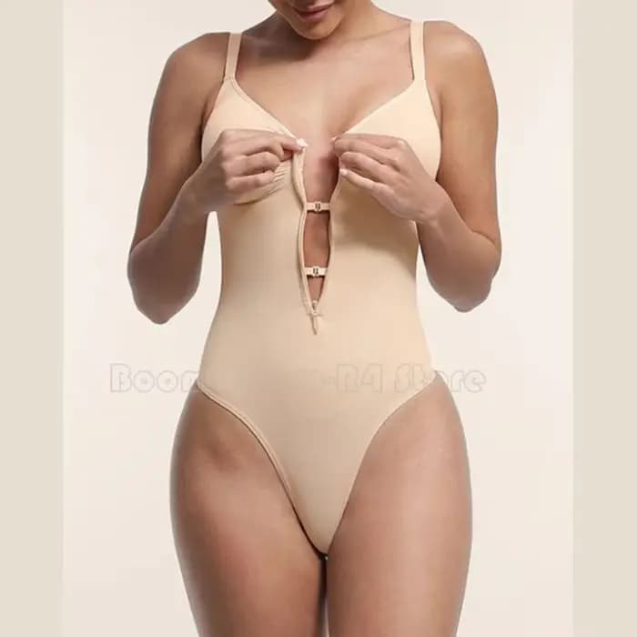 Une pièce corps Shaper avec soutien-gorge élégant couleur unie nouveauté Triangle Shorts ventre contrôle avant fermeture éclair sculptant Shapewear