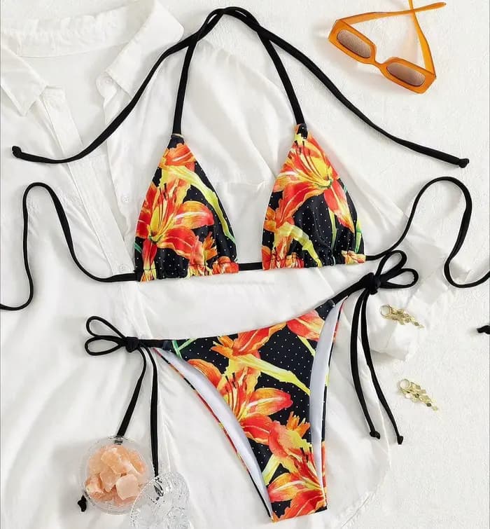 Sexy fleurs imprimé Bikini brésilien femme maillot de bain femmes maillots