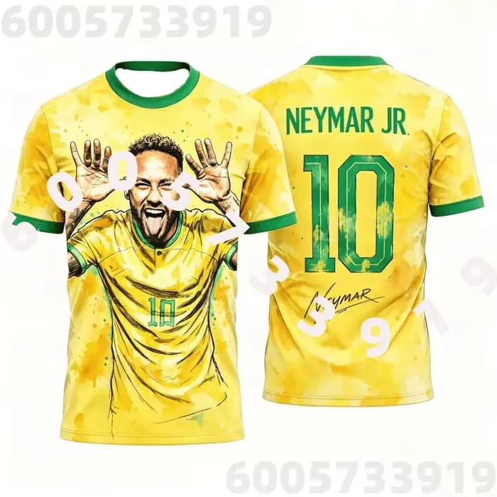 Maillot de football Neymar Jr. Brésil 2026 – Tenue de match et d'entraînement – T-shirt sport d'été pour homme – Vêtements pour enfants Y2K – T-shirts pour toute la famille