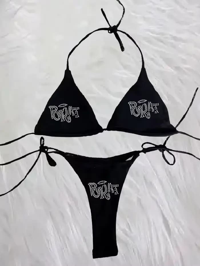 2000s femme Punk nouveau maillot de plage vêtements gothiques BRAT strass impression Grunge