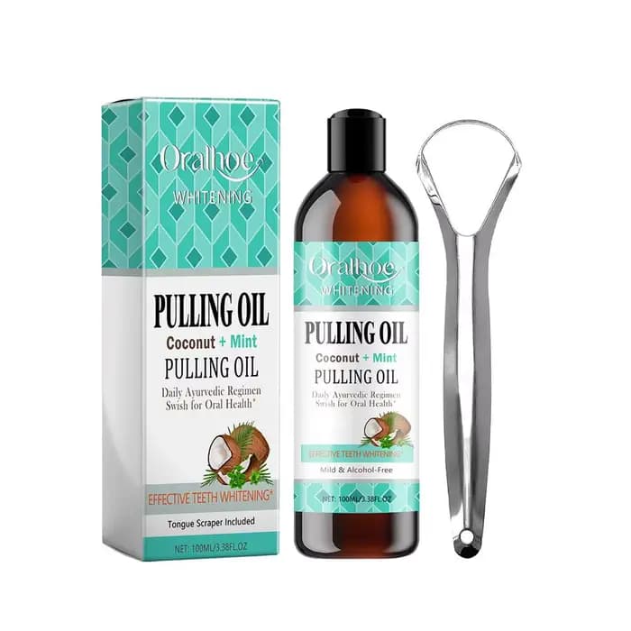 Huile de traction à la menthe AMP, bain de bouche, sans soins buccaux, blanchiment de l'haleine, grattoir frais, soins de santé de la langue et des dents, 100ml