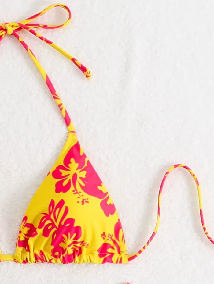 Maillot de bain 2 pièces imprimé floral rétro