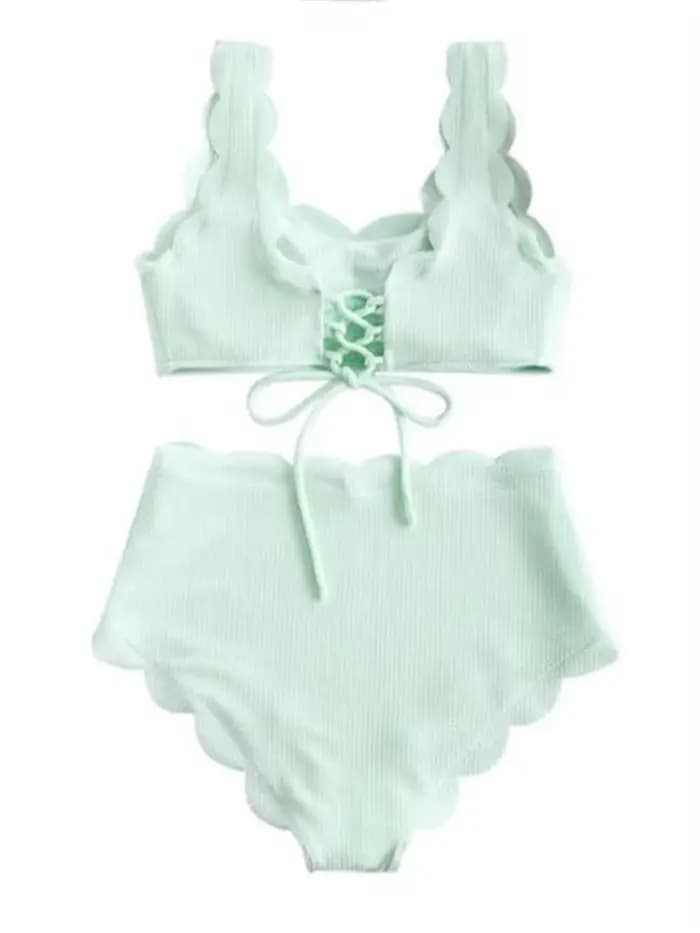 Bleu uni deux pièces maillot de bain maillots