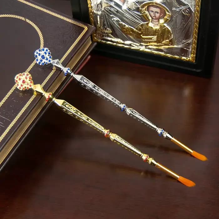 HTISOK Orhodoxe Or Argent Huile Sainte Stylo D'eau Sainte Église Religieuse Baptême Sainte