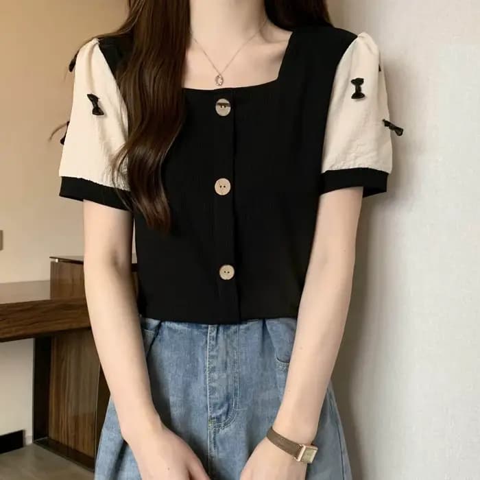 T-shirt à manches courtes avec nœud épissé pour femmes, haut Slim, nouveau Design