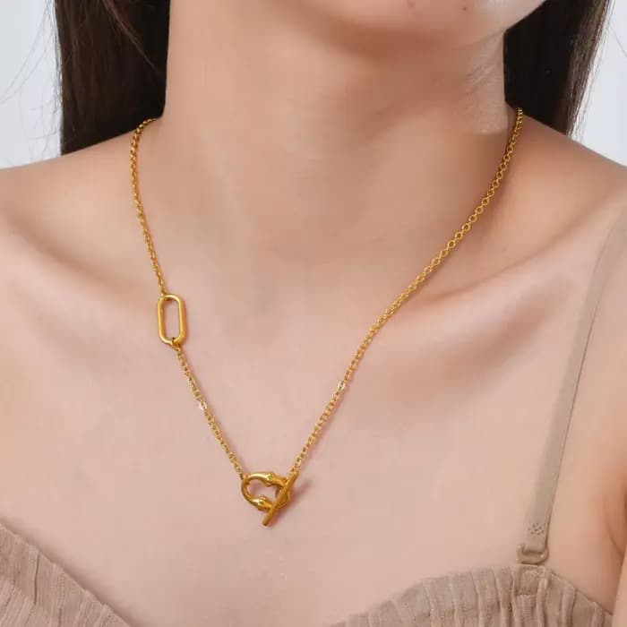 Tigrade – collier avec pendentif géométrique en forme de Y pour femmes, en acier inoxydable, boucle OT, longs colliers à bascule, bijoux cadeaux