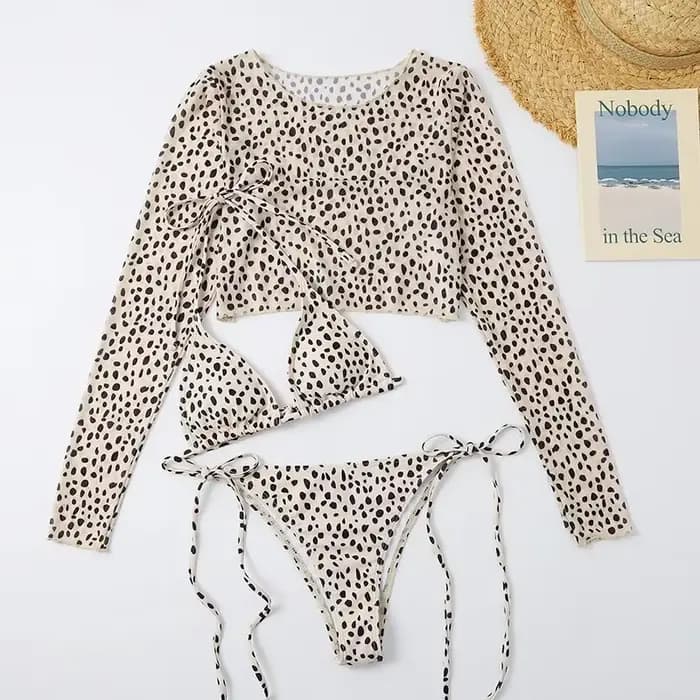 Toucheart-Maillot de bain imprimé léopard pour femme, micro haut de bikini licou, maillot de bain brésilien imbibé, vêtements de plage taille basse, articles dans