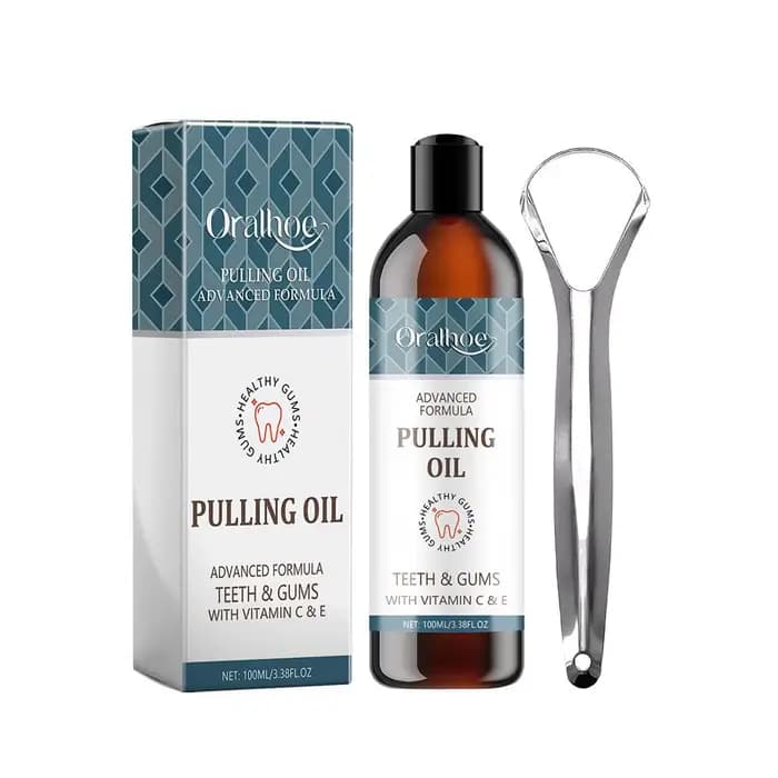 Huile de traction à la menthe AMP, bain de bouche, sans soins buccaux, blanchiment de l'haleine, grattoir frais, soins de santé de la langue et des dents, 100ml