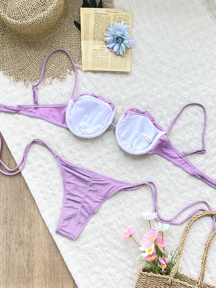 Ensemble micro bikini 2026 avec anneau métallique – Bretelles réglables et bas coupe haute