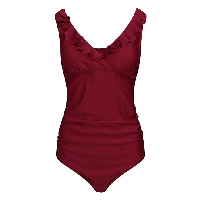Maillot de bain une pièce taille haute pour femme en nylon avec coussinet de poitrine sans armatures pour la natation
