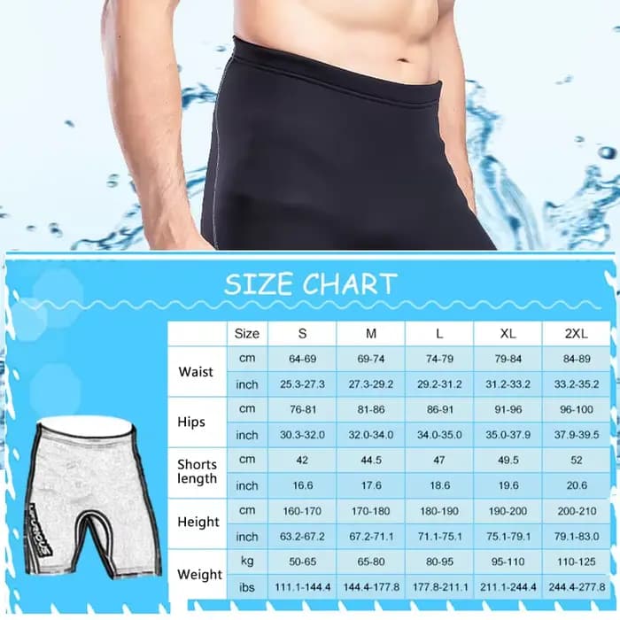 Short de plongée en néoprène 2 mm pour homme – Maillot de surf chaud et super extensible