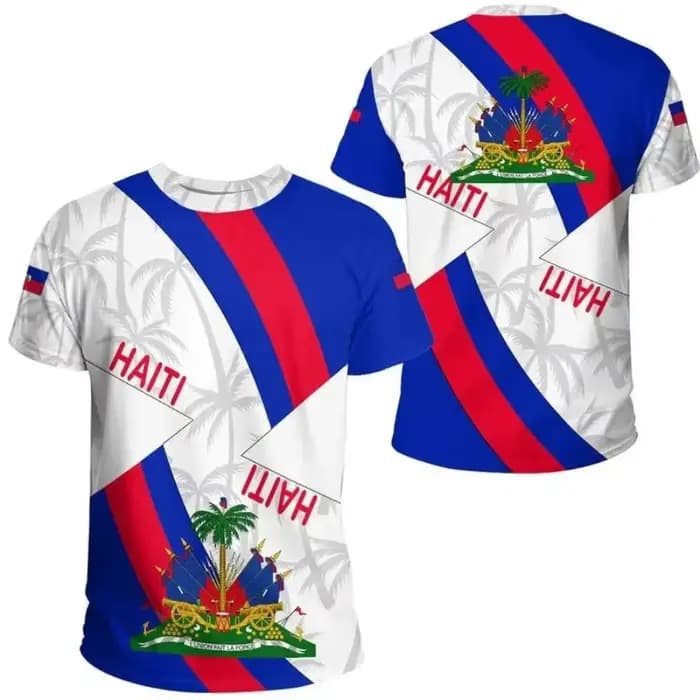 T-shirt de sport respirant à séchage rapide pour hommes et femmes, imprimé 3D drapeau de l'île d'Haïti, maillot de football, entraînement d'équipe, haut d'été à manches courtes