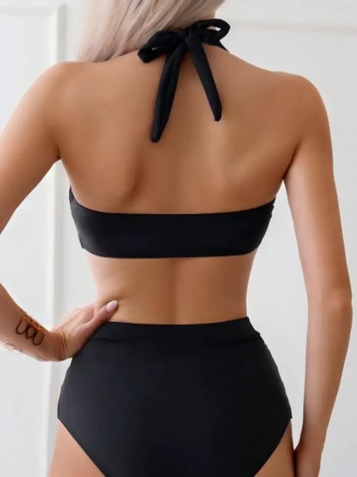 2026 Sexy licou String Bikini femmes taille haute maillots de bain femme torsion maillot de bain solide baigneurs maillot de bain maillots de bain