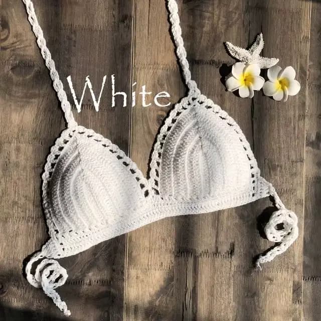 CROCHET BIKINI-Haut crop top tricoté à la main pour femme