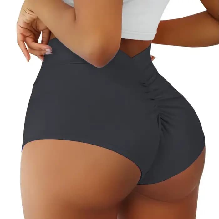Short de bain taille haute pour femmes, Design plissé, tendance, couleur unie, bas de Bikini slim, plage, piscine, maillot de bain élastique confortable