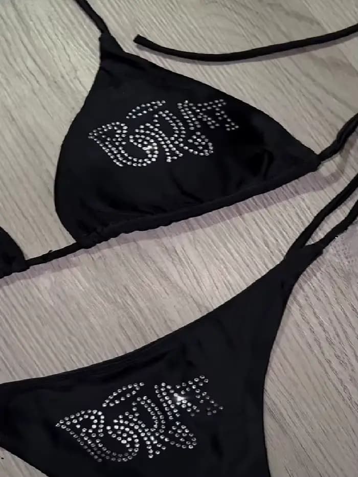 2000s femme Punk nouveau maillot de plage vêtements gothiques BRAT strass impression Grunge