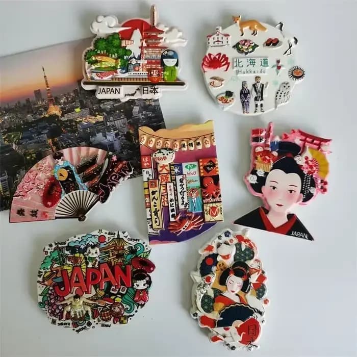 Aimants de réfrigérateur japonais Souvenir de voyage japonais Koi japon Musume Osaka décoration de la maison résine réfrigérateur aimants Collection cadeaux