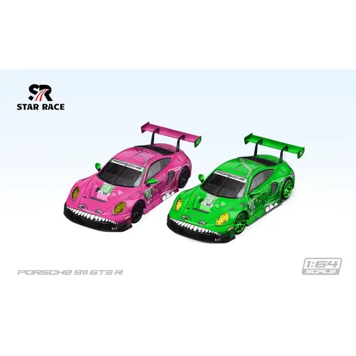 STAR RACE SR 1:64 Porsche 911 GT3 R # 85 # 23 cochons roses # 56 # 15 # 80 # Modèle miniature en alliage 77, collection de figurines, jouet de collection