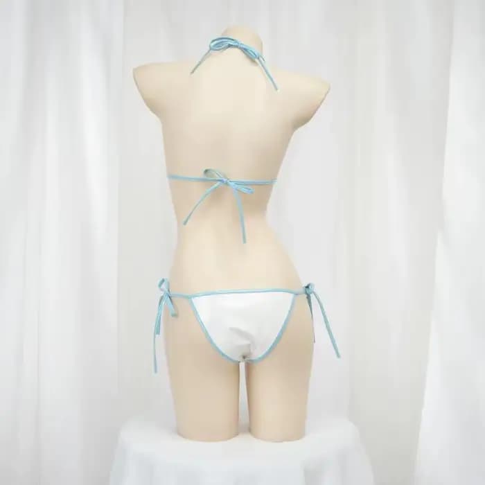 Tenue de cosplay anime japonaise mignonne pour fille, bikini en cuir, dos nu, mini-lingerie à bandes, maillot de bain, vêtements de nuit
