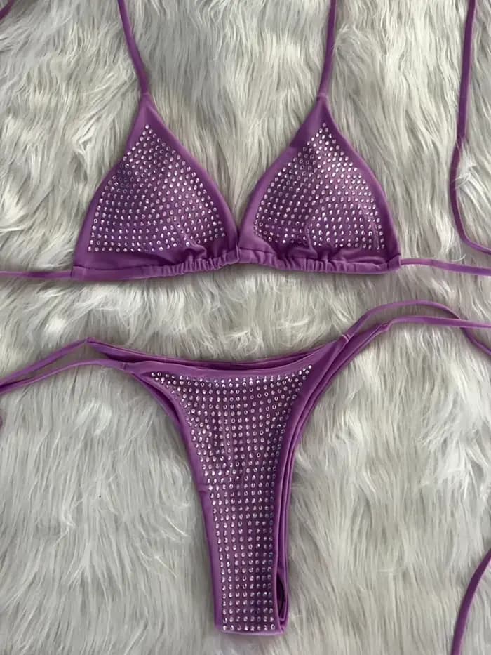 Brillant paillettes diamant Bikini femmes maillots de bain femme maillot