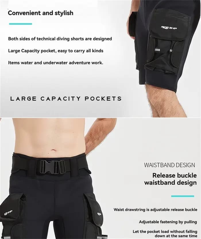 Short de plongée technique en néoprène 3MM pour hommes et femmes