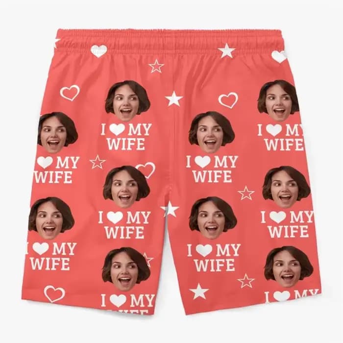 Short de plage unisexe avec visage drôle, Photo personnalisée pour Couple, impression 3D, Design de personnalité, short de planche à cordon de serrage, maillot de bain humoristique d'été