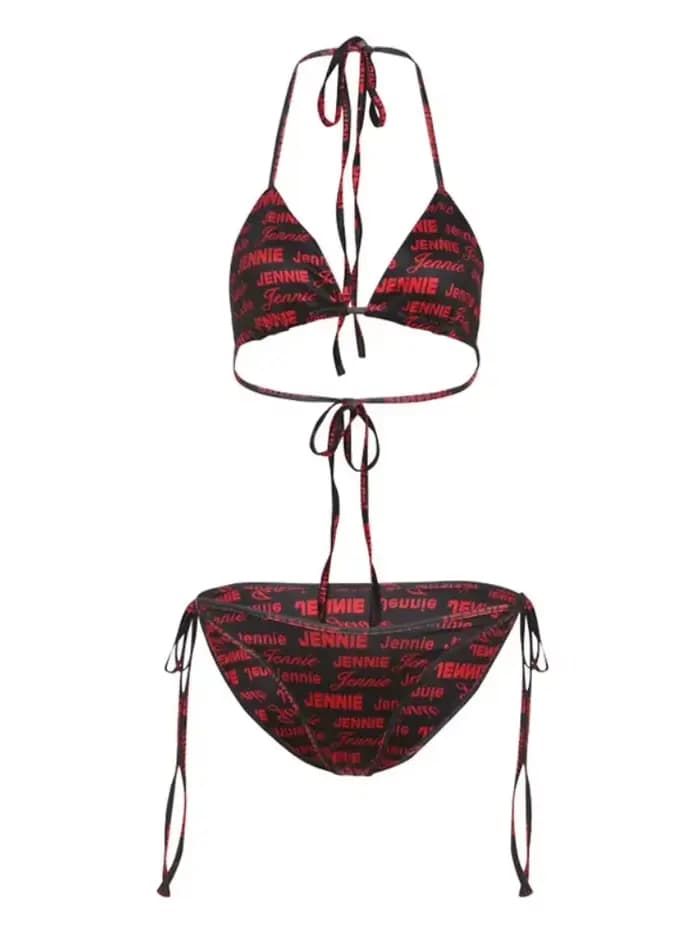 PixieKiki Jennie lettre imprimer Sexy Bikinis femme 2025 été maillots de bain deux pièces ensemble à lacets taille basse maillot de bain P71-BD10